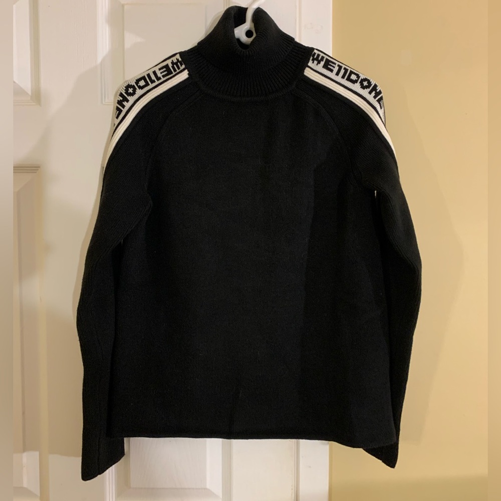 We11done Tripe Logo Turtleneck Sweater